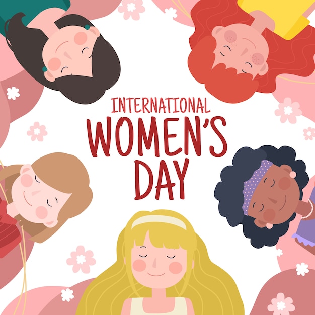 Vector hand drawn international women's day illustration