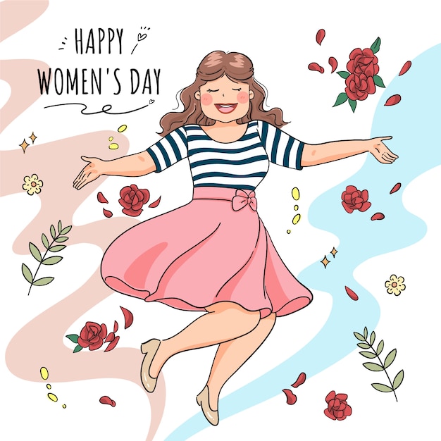 Vector hand drawn international women's day illustration