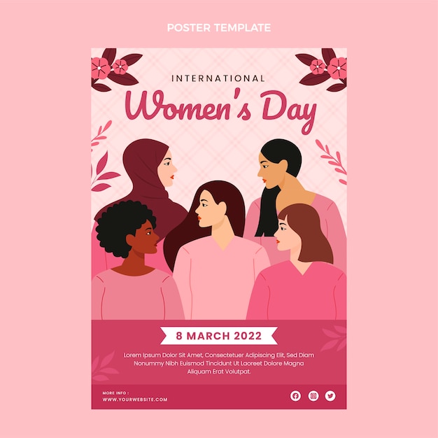 Vector hand drawn international women's day vertical poster template