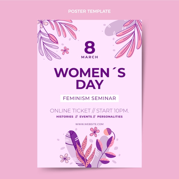 Hand drawn international women's day vertical poster template