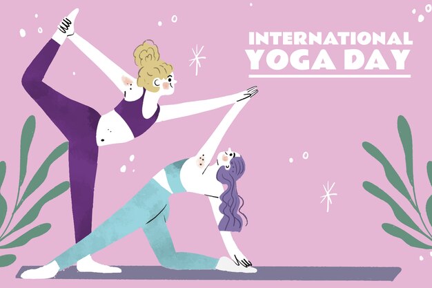 Vector hand drawn international yoga day illustration