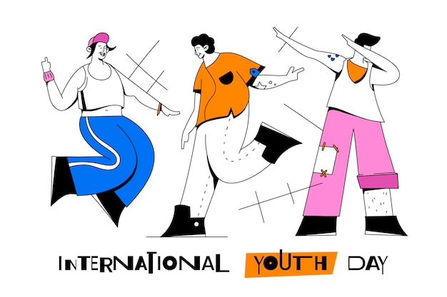 Hand drawn international youth day illustration