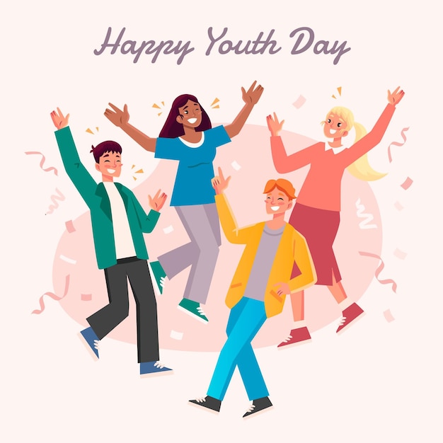 Hand drawn international youth day illustration