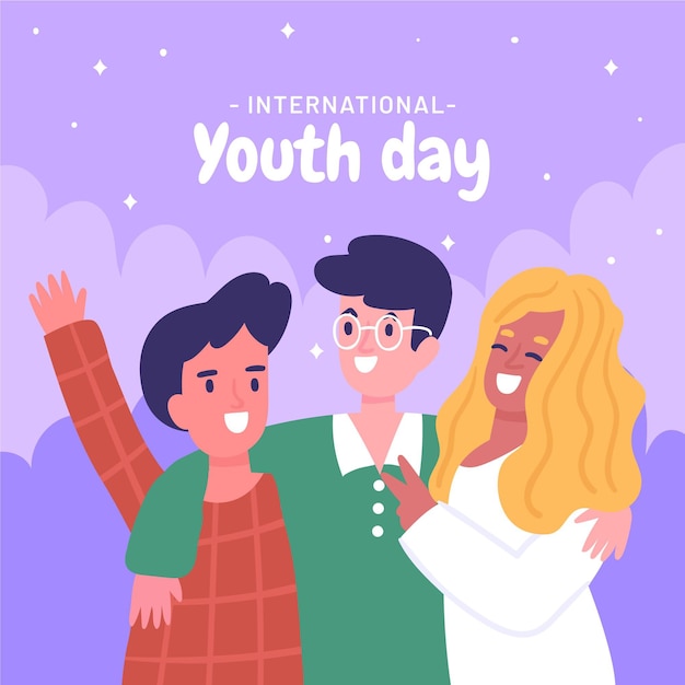 Hand drawn international youth day illustration