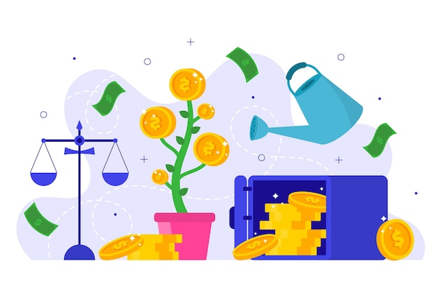 Hand drawn investments concept with money