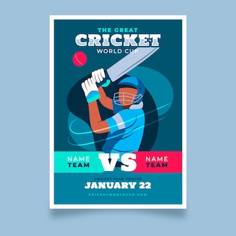 Modello di poster di cricket ipl disegnato a mano