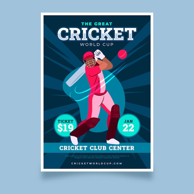 Vettore modello di poster di cricket ipl disegnato a mano