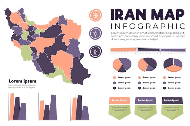 Infografica mappa iran disegnata a mano