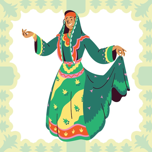 hand drawn  iranian woman illustration