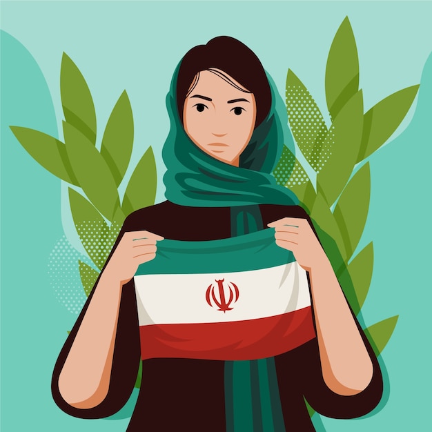 벡터 손으로 그린 이란 여성 그림