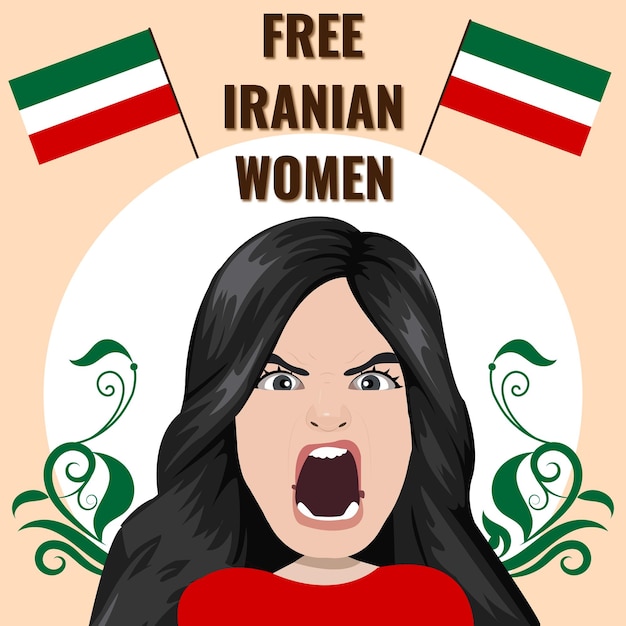 Illustrazione di protesta delle donne iraniane disegnate a mano