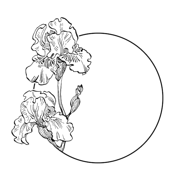 手描きの菖蒲の花のロゴのテンプレート