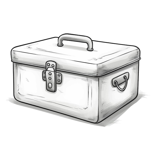 Hand drawn iron box cartoon vector illustration clipart white background