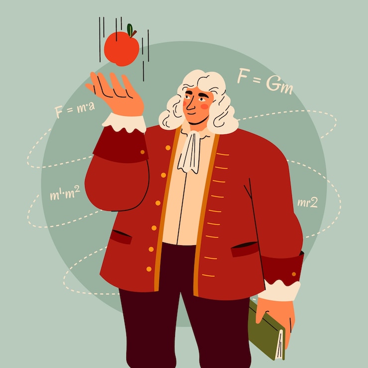 Vector hand drawn isaac newton illustration