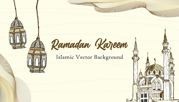 手描きイスラム イラスト飾りラマダン カリーム背景