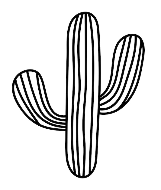 Cactus isolato disegnato a mano. clipart dell'illustrazione dell'icona del cactus di doodle di vettore