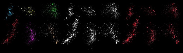 Raccolta di cornici isolate disegnate a mano con inchiostro colorato, schizzi di sangue e pennellate