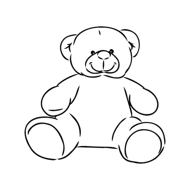 Hand drawn isolated teddy bear doodle vector illustration