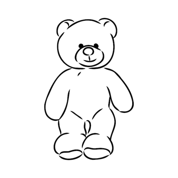 Hand drawn isolated teddy bear doodle vector illustration