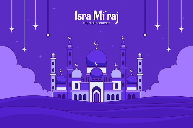 Vector hand drawn isra miraj background