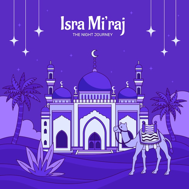 Illustrazione disegnata a mano da isra miraj