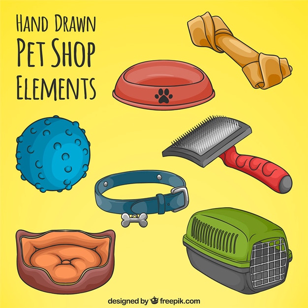 Vector hand-drawn items for animals