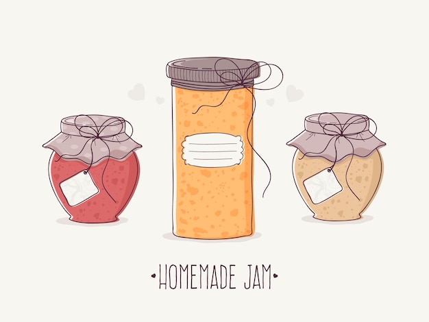 Vector hand drawn jam jars set