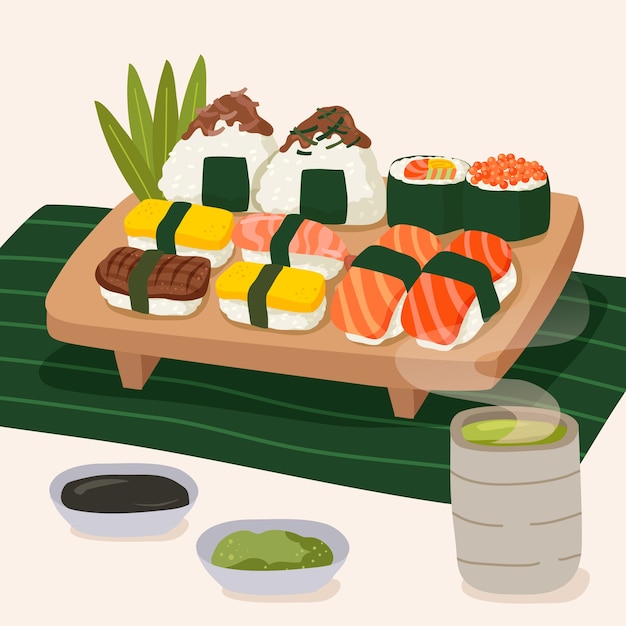 Illustrazione disegnata a mano dell'alimento del giappone