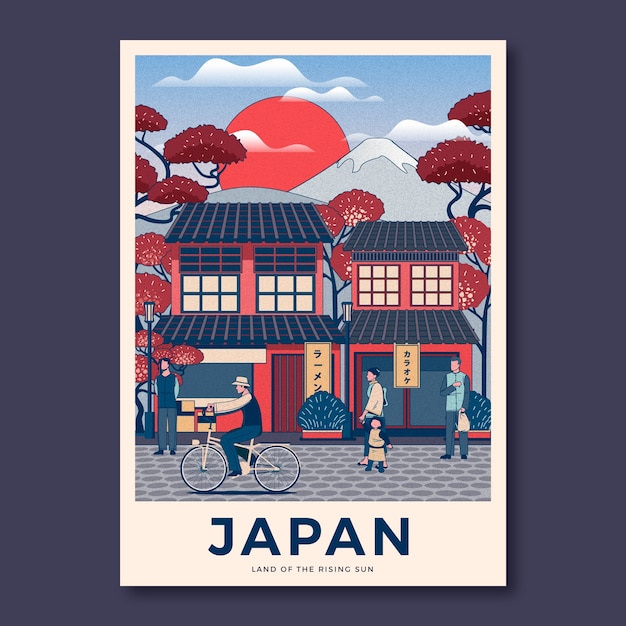 벡터 손으로 그린 일본 포스터 디자인