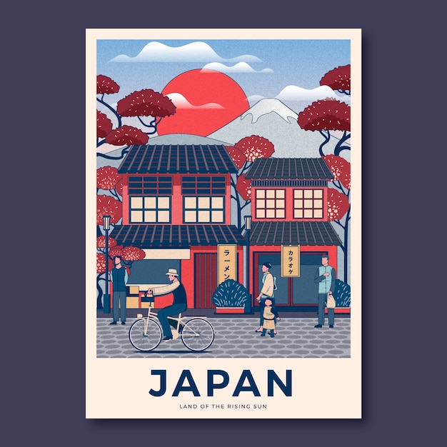 Vector hand drawn japan poster design