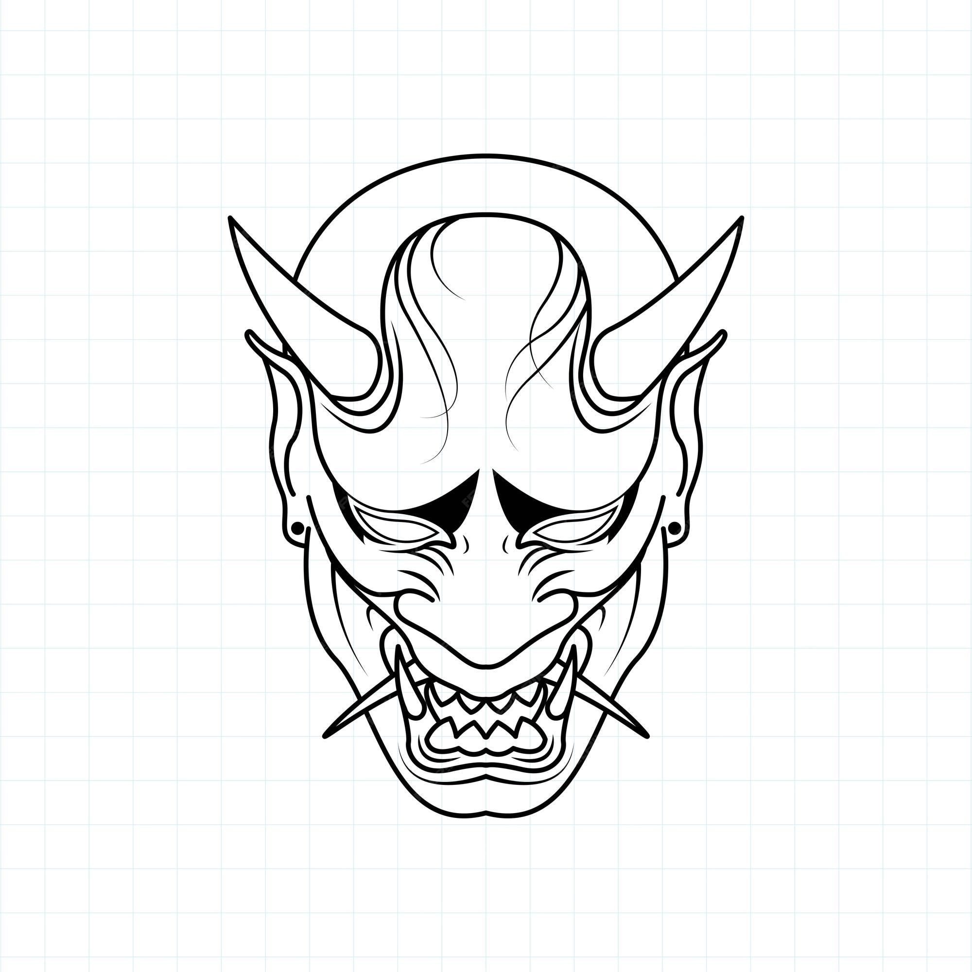 Premium Vector | Hand drawn japanese oni demon page vector illustration