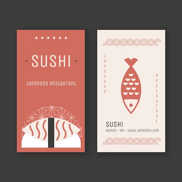Hand drawn japanese restaurant vertical business car