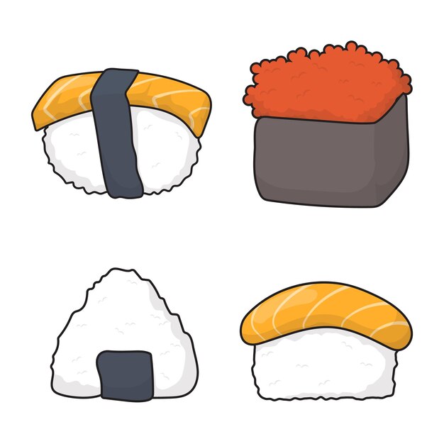 Hand drawn Japanese sushi food vector illustration