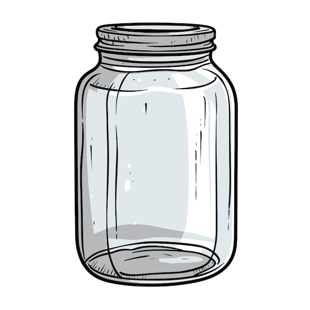 Vettore disegno a mano jar cartone animato vettoriale illustrazione clipart sfondo bianco