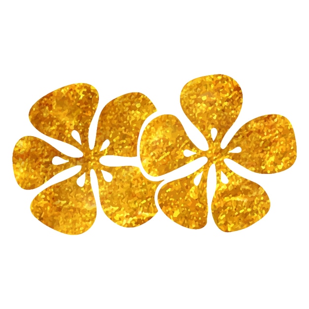 Vettore icona disegnata a mano dei fiori del gelsomino nell'illustrazione di vettore di struttura della lamina d'oro