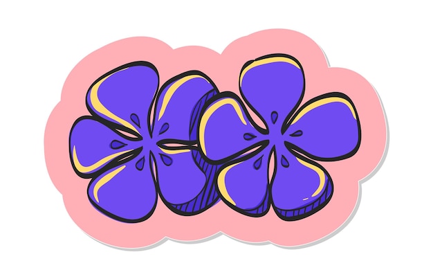 Vector hand drawn jasmine flowers icon in sticker style vector illustration