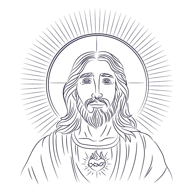 Вектор Иллюстрация рисунка иисуса, нарисованная рукой