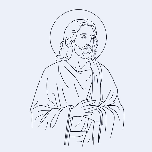 Vector hand drawn jesus drawing illustration