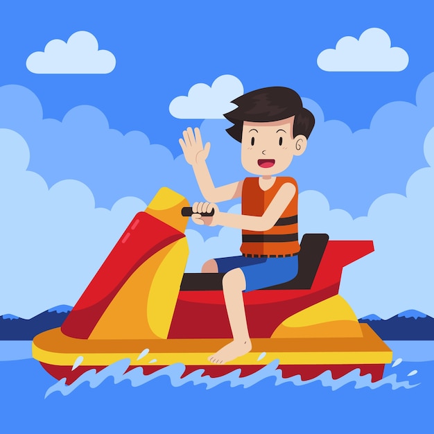 Vector hand drawn jet ski illustration