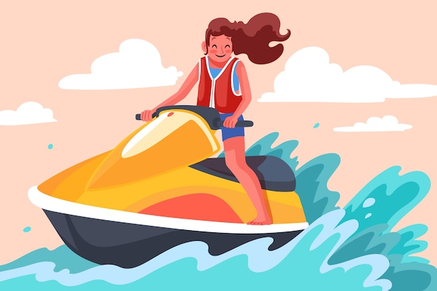 Hand drawn jet ski illustration