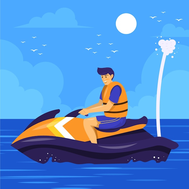 Vector hand drawn jet ski illustration