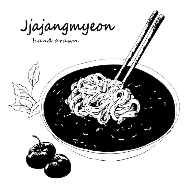 Vector hand drawn jjajangmyeon