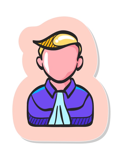 Hand drawn judge avatar icon in sticker style vector illustration