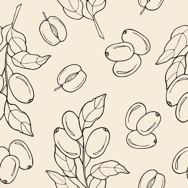 Vector hand drawn jujube seamless pattern