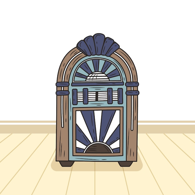 Vector hand drawn jukebox illustration