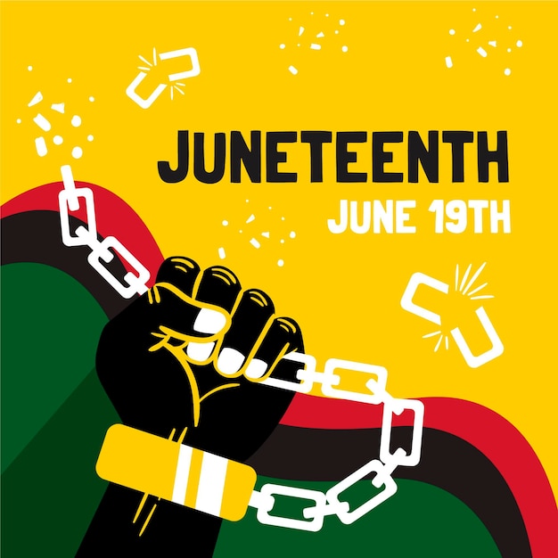 벡터 손으로 그린 juneteenth 자유의 날 그림