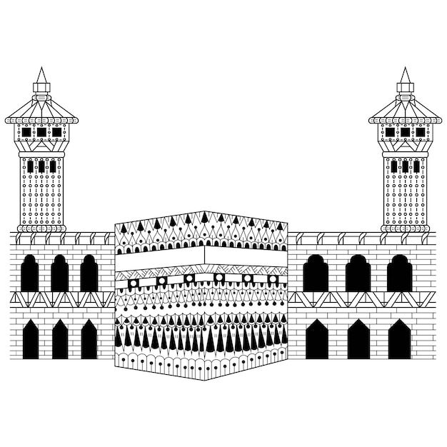 Vector hand drawn of kabah in zentangle style