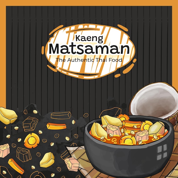 手描き Kaeng Matsaman タイ料理の背景