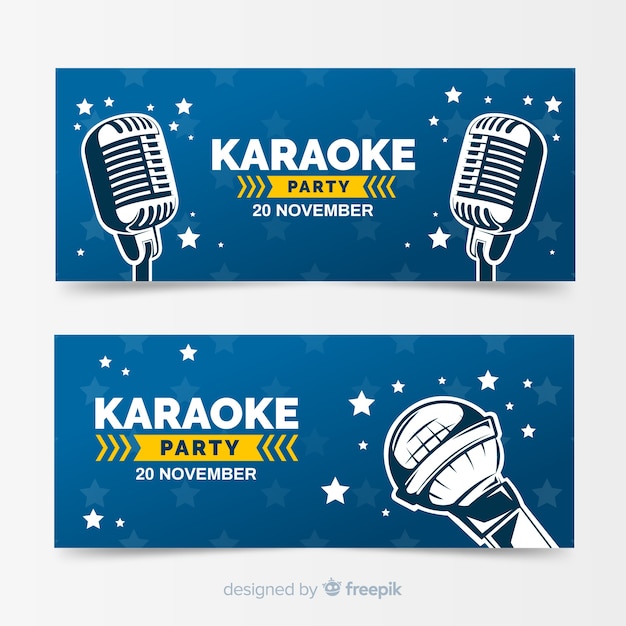 Modello di banner partito karaoke disegnato a mano
