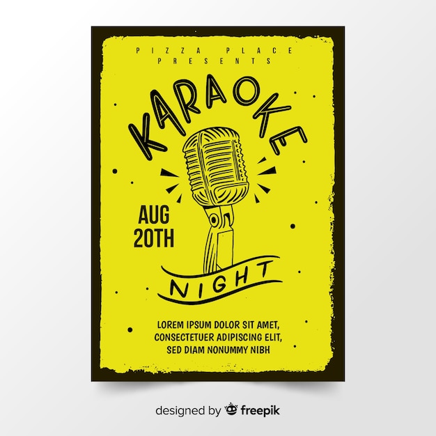 Hand drawn karaoke poster template